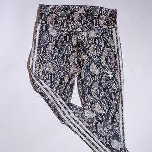 Adidas Black and Beige Snakeskin Print Leggings